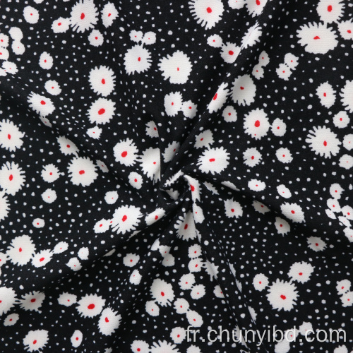 Petit beau motif de fleurs adapté au t-shirt d&#39;été / robe imprimé deux tissu de jersey de pêche latéral